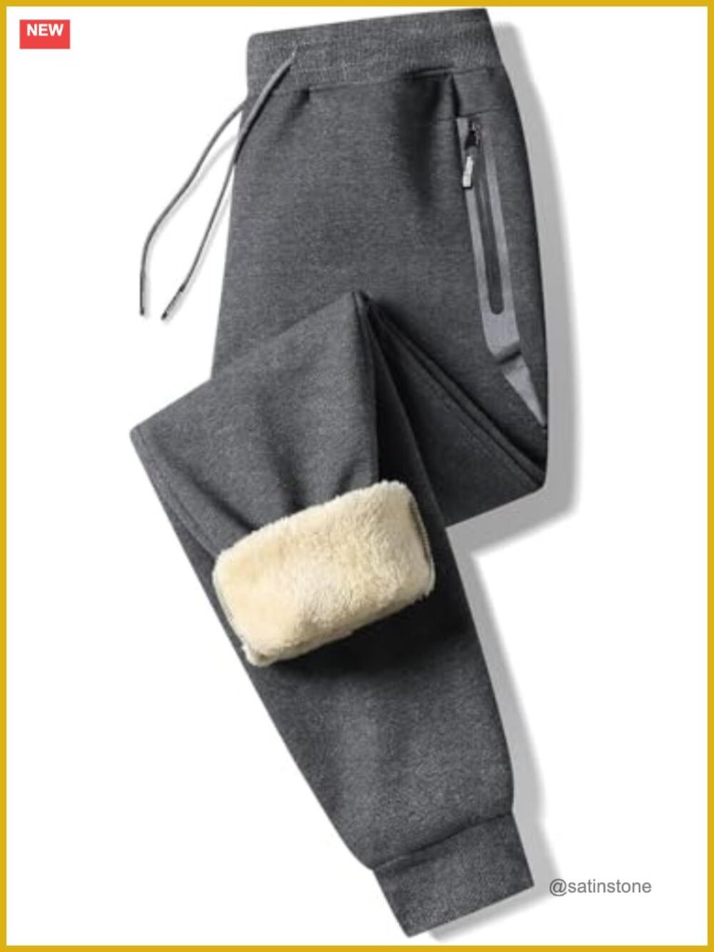 Sherpa Lined Fleece Sweatpants with Zipper Pockets